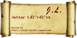 Jetter Lóránt névjegykártya