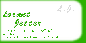 lorant jetter business card